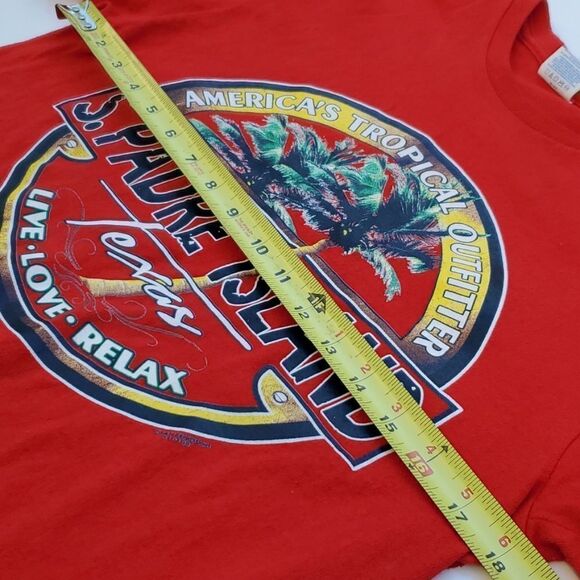 VINTAGE S SOUTH PADRE ISLAND TEXAS RED PALM TREES TSHIRT SMALL - Picture 2 of 7